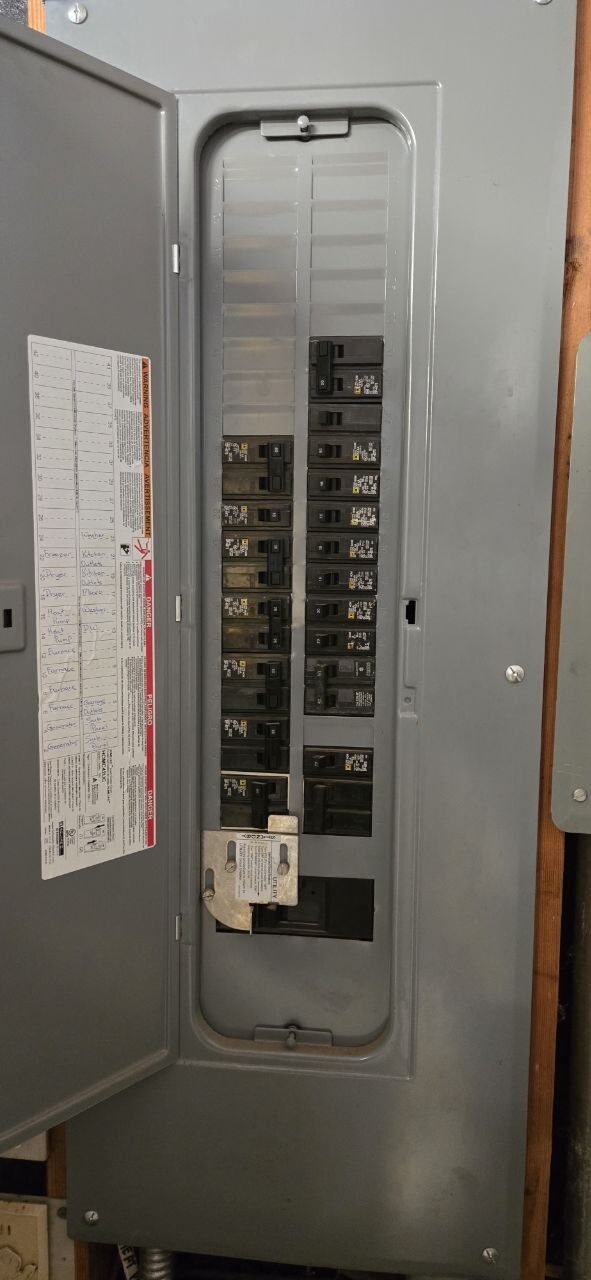 Upgraded residential service panel with breaker directory, Clark County WA